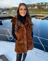 LUXURY ANIMAL PRINT FAUX FUR GILET WITH HOOD (NEW COLLECTION 🌸 )