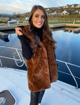 LUXURY ANIMAL PRINT FAUX FUR GILET WITH HOOD (NEW COLLECTION 🌸 )